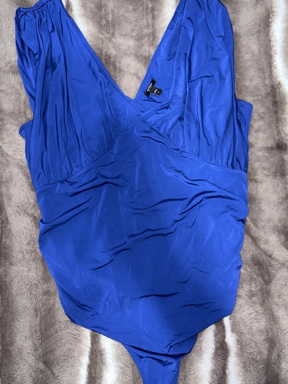 Express Deep V Bodysuit in Cobalt Blue